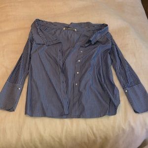 Off the shoulder button up shirt